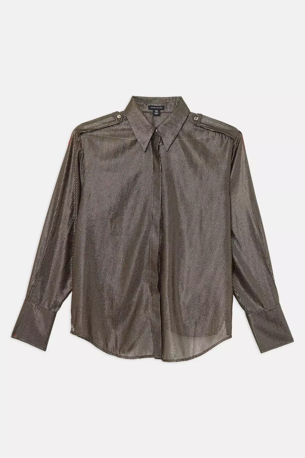 Metallic Woven Collared Pinstripe Shirt | Karen Millen